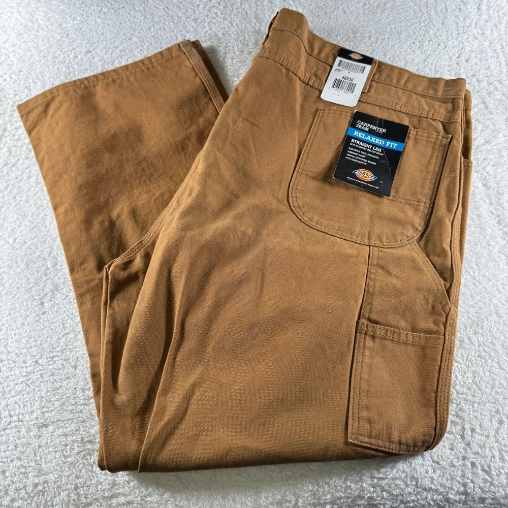 Men's 48X30 Dickies Relaxed Fit Straight Leg Khaki Carpenter Khakis Pants NEW